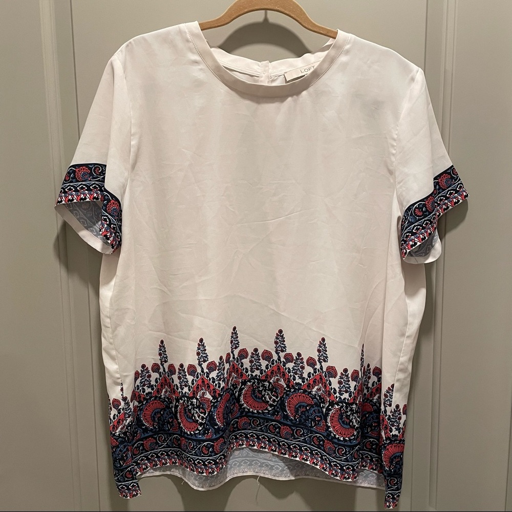 LOFT dream and paisley short sleeve blouse